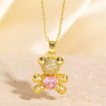 Heart Bear Crystal Korean Ins Pendant Necklace