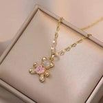 Heart Bear Crystal Korean Ins Pendant Necklace
