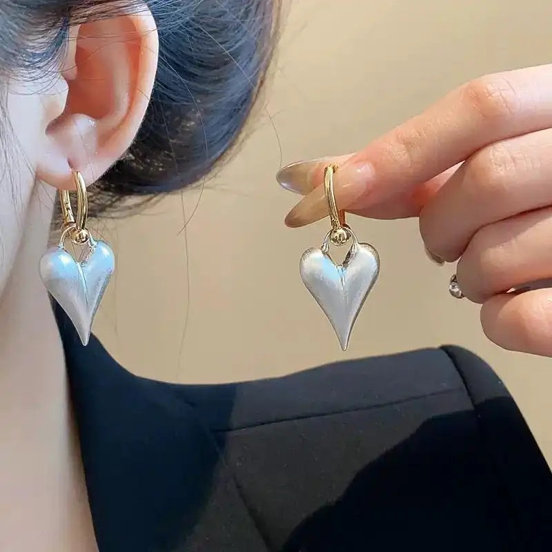Heart Brushed Hoop Earrings