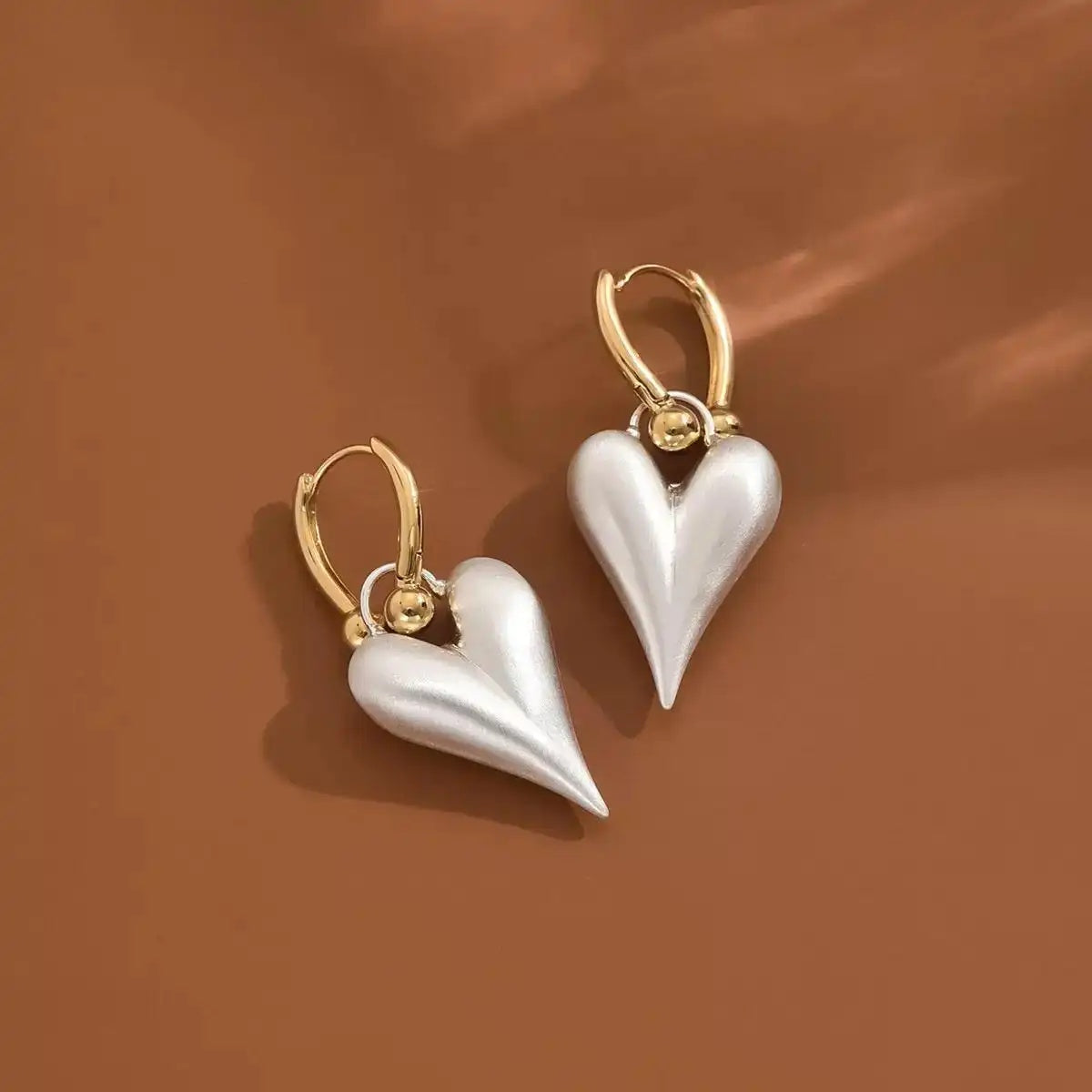 Heart Brushed Hoop Earrings