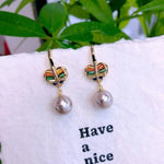 Heart Crystal and Pearls Drop Earrings