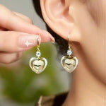 Heart Crystal and Tassel Drop Earrings