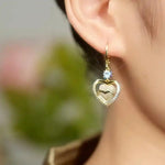 Heart Crystal and Tassel Drop Earrings