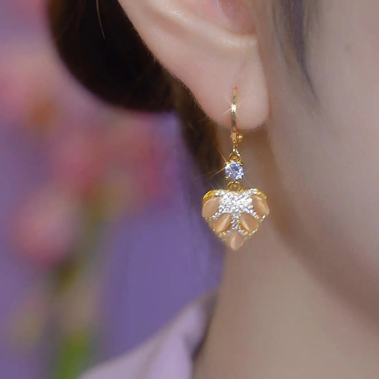 Heart Crystal Drop Earrings