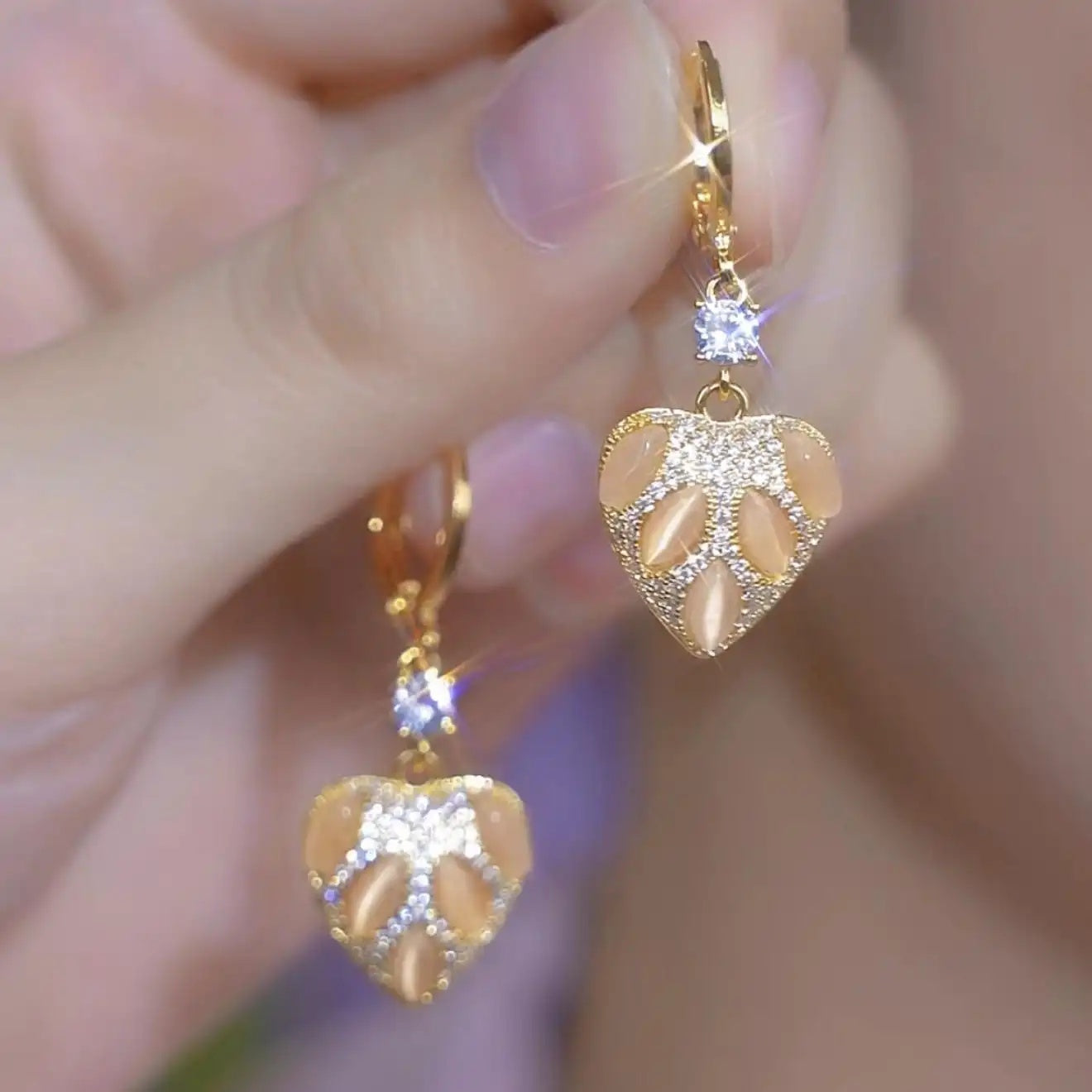 Heart Crystal Drop Earrings