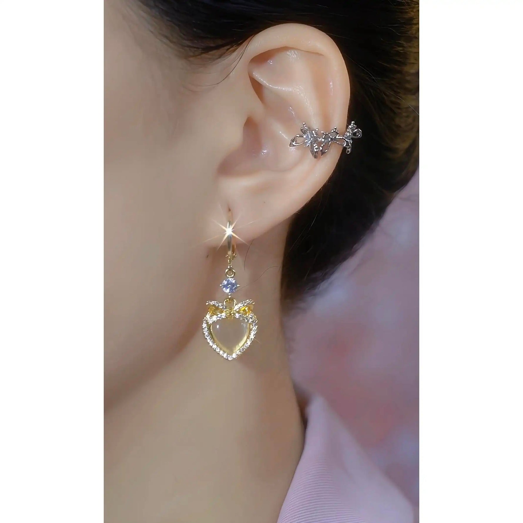 Heart Crystals Stud Earrings