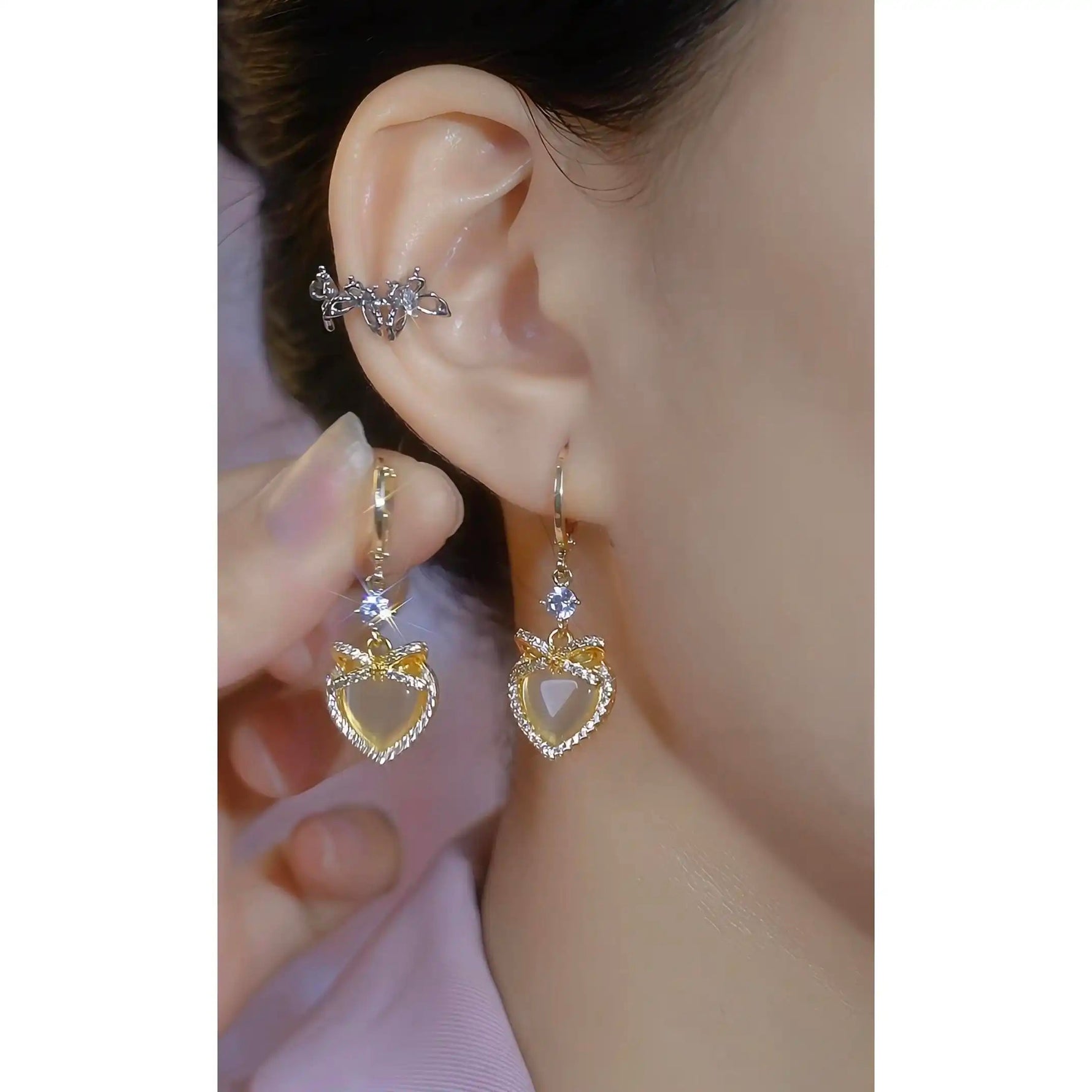 Heart Crystals Stud Earrings