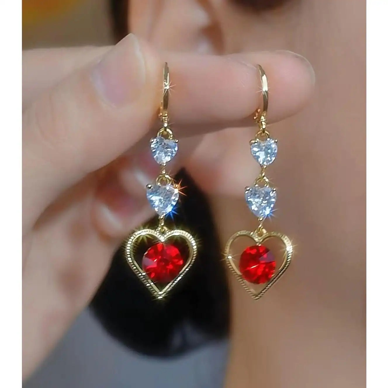 Heart Long Tassel Nightclub Ear Drop Earrings