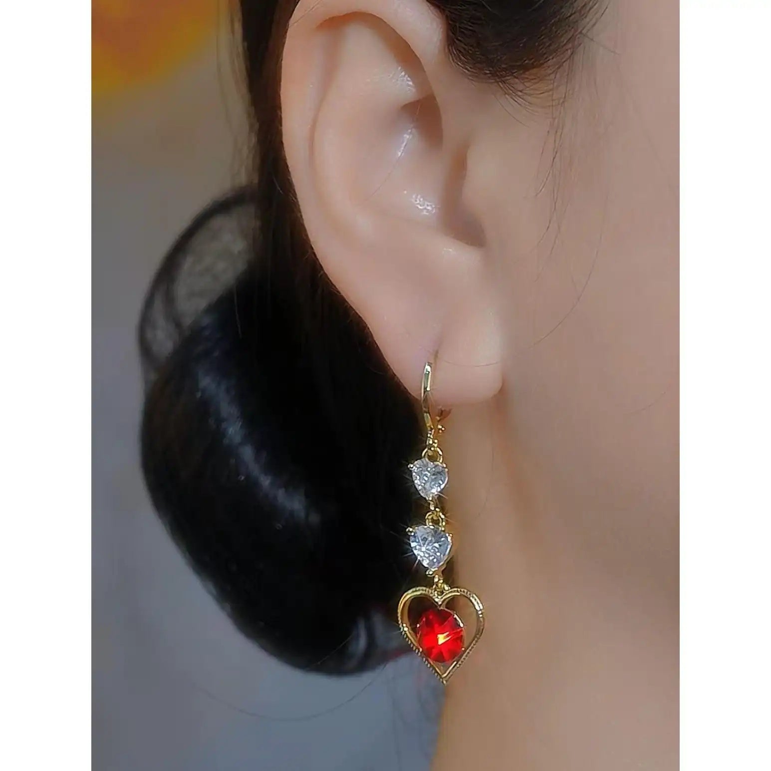 Heart Long Tassel Nightclub Ear Drop Earrings