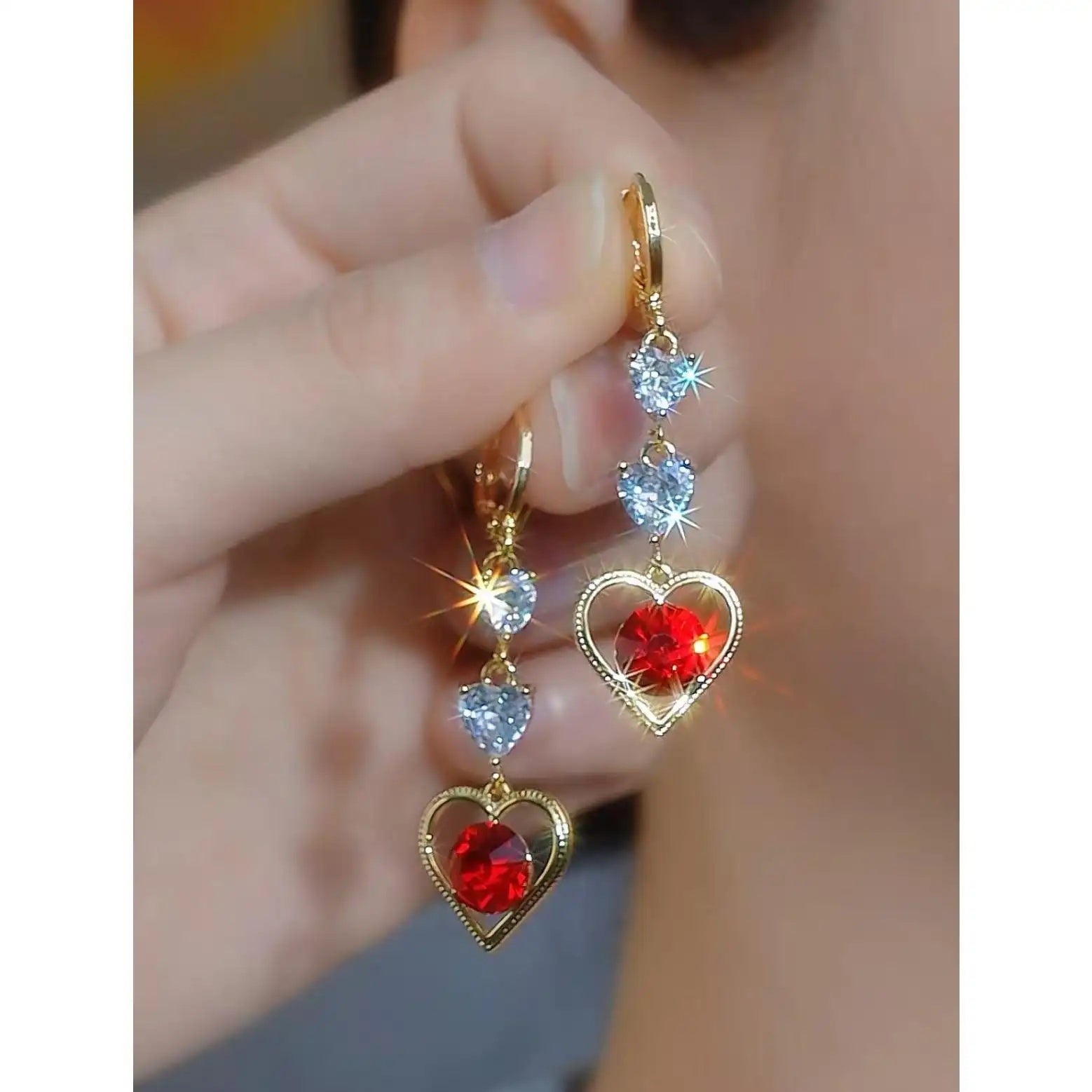 Heart Long Tassel Nightclub Ear Drop Earrings