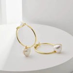 Heart Shape Pearl Hoop Earrings