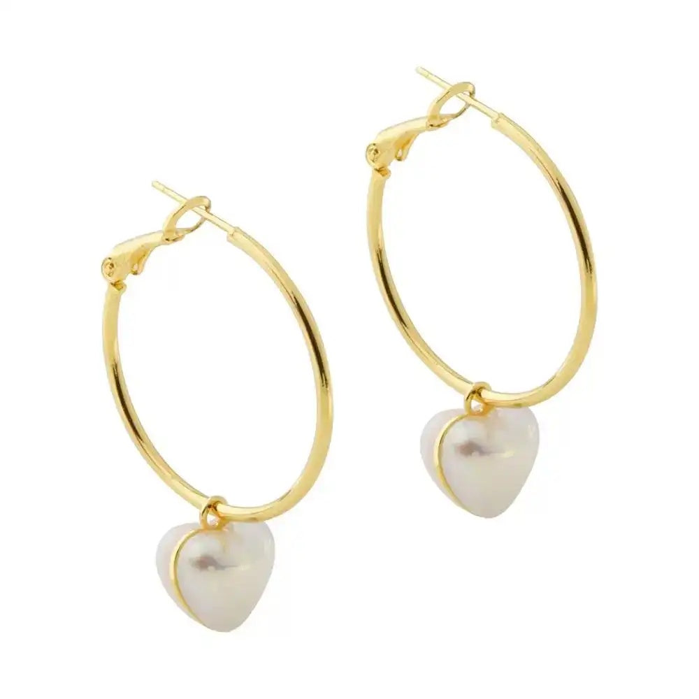 Heart Shape Pearl Hoop Earrings
