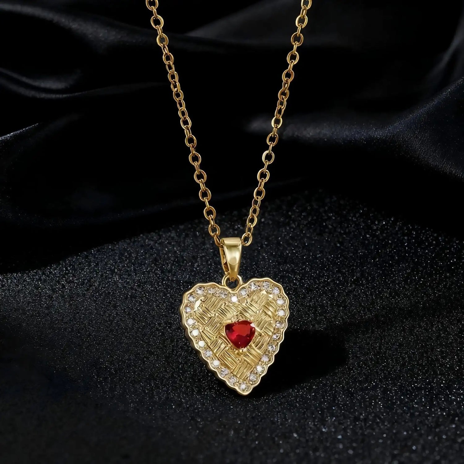 Heart Shaped Braided Love Pink Necklace