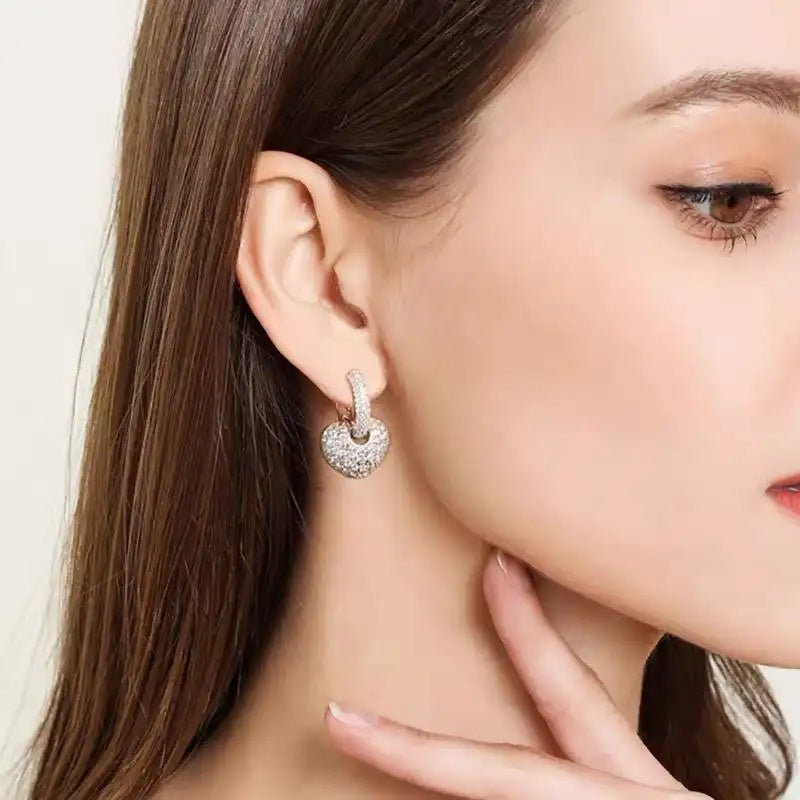 Heart-Shaped Clip-On Crystals Earrings