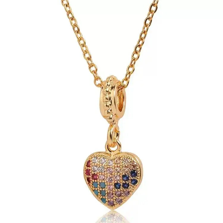 Heart Shaped Colorful Crystal Geometric Necklace