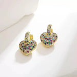 Heart-Shaped Crystal Studded Earrings