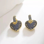 Heart-Shaped Crystal Studded Earrings