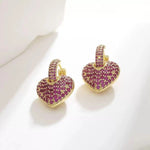 Heart-Shaped Crystal Studded Earrings