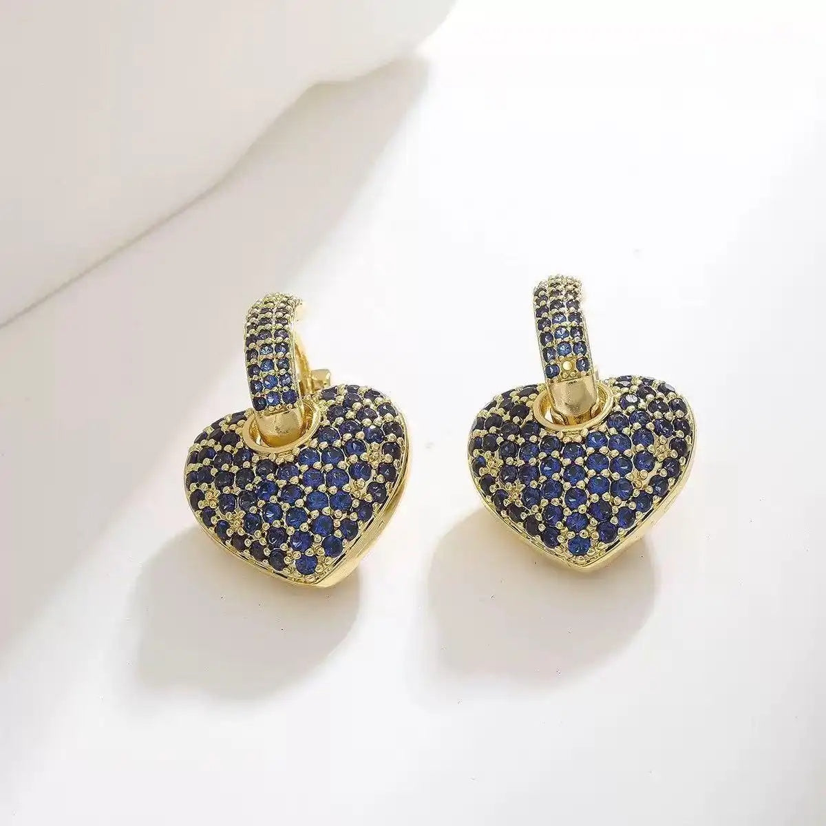 Heart-Shaped Crystal Studded Earrings