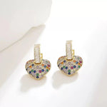 Heart-Shaped Crystal Studded Earrings