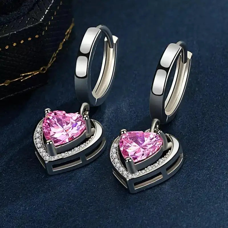 Heart Shaped Diamond Stud Earrings
