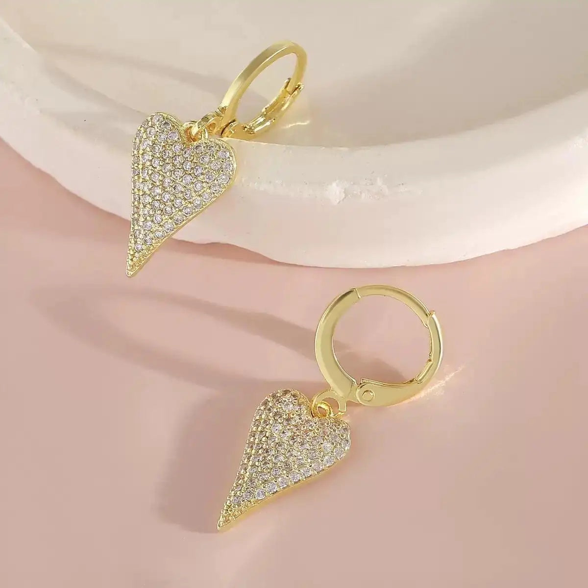 Heart-Shaped Gold Crystal Gift Earrings