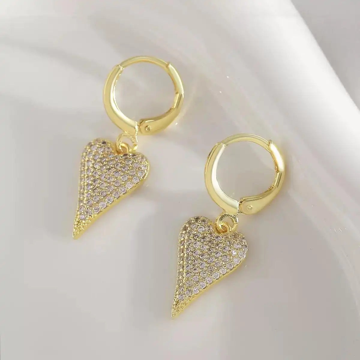 Heart-Shaped Gold Crystal Gift Earrings