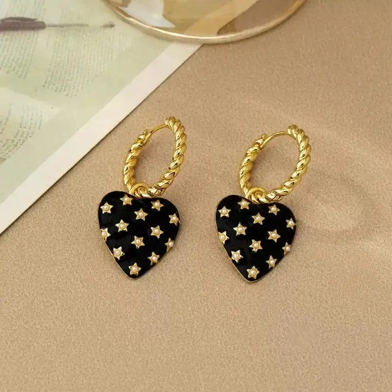 Heart Shaped Pearl Stud Earrings