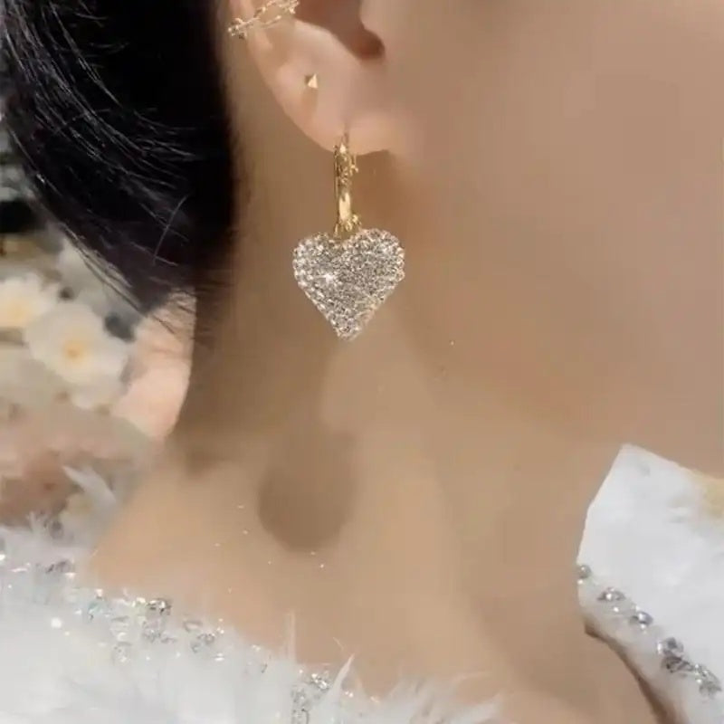 Heart Shaped Rhinestones Trend Stud Earrings