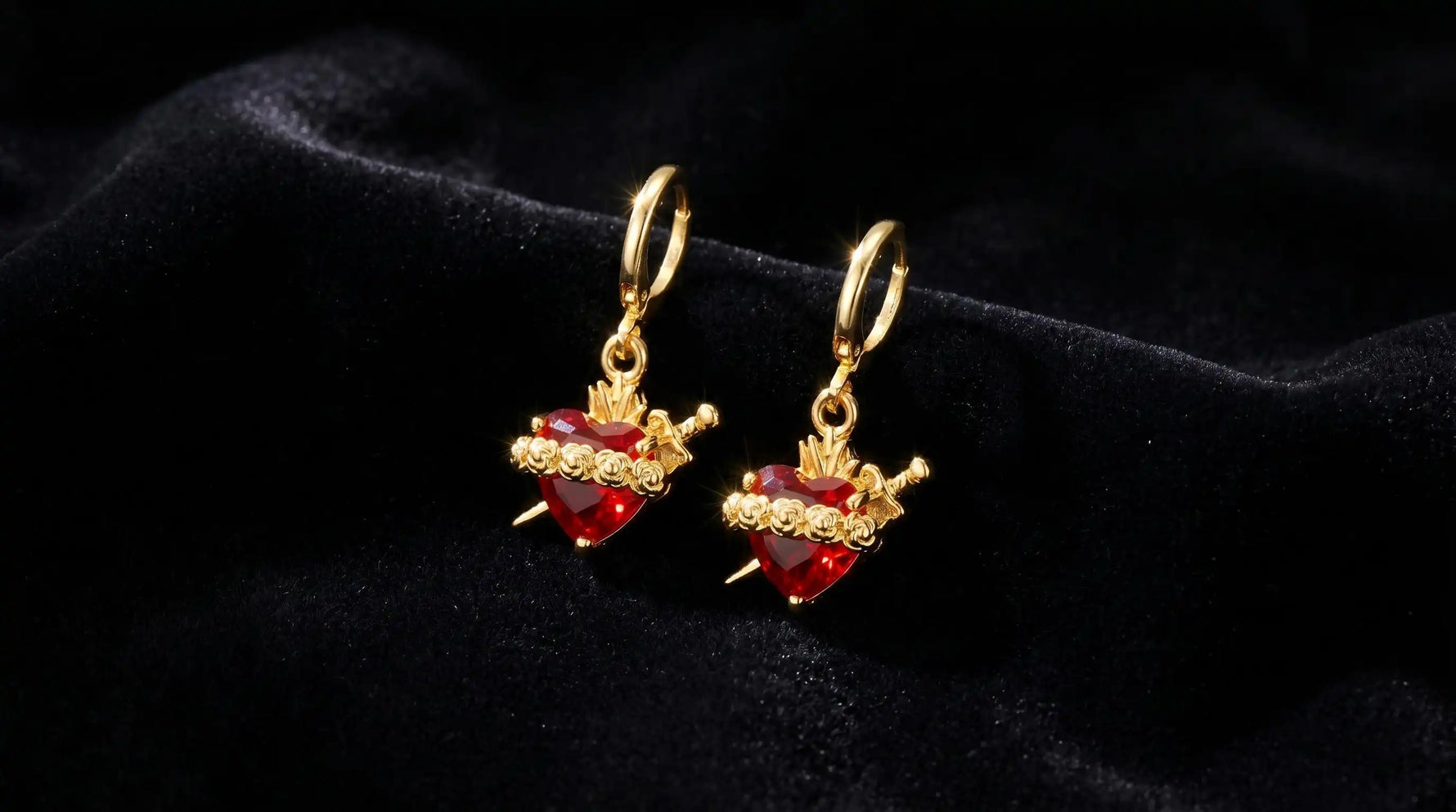 Heart-Shaped Rose Cross Multi- Pendant Necklace