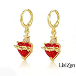 Heart-Shaped Rose Cross Multi- Pendant Necklace