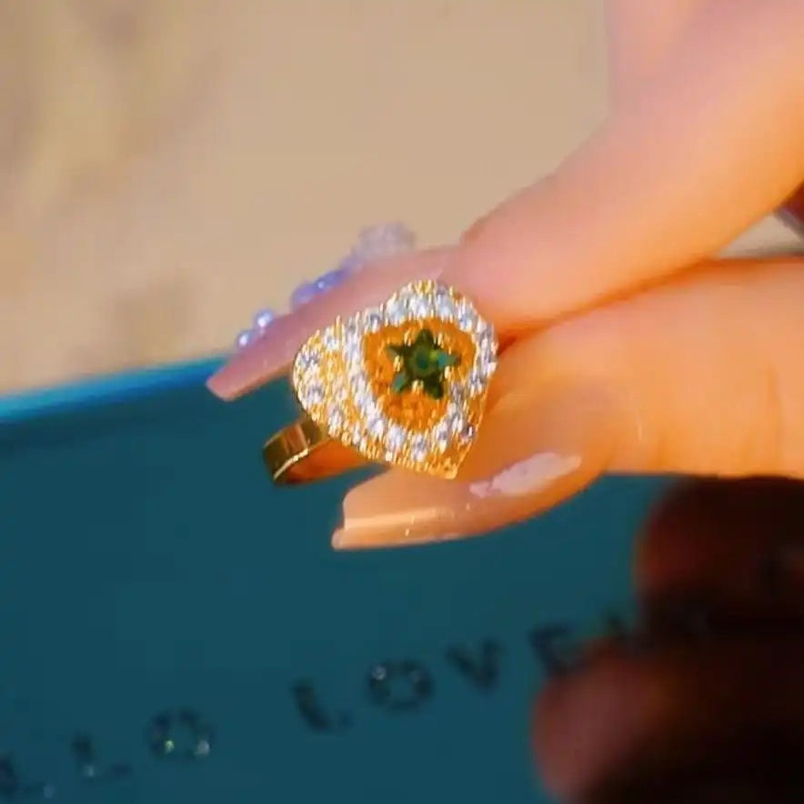 Heart Spinning Crystal Ring