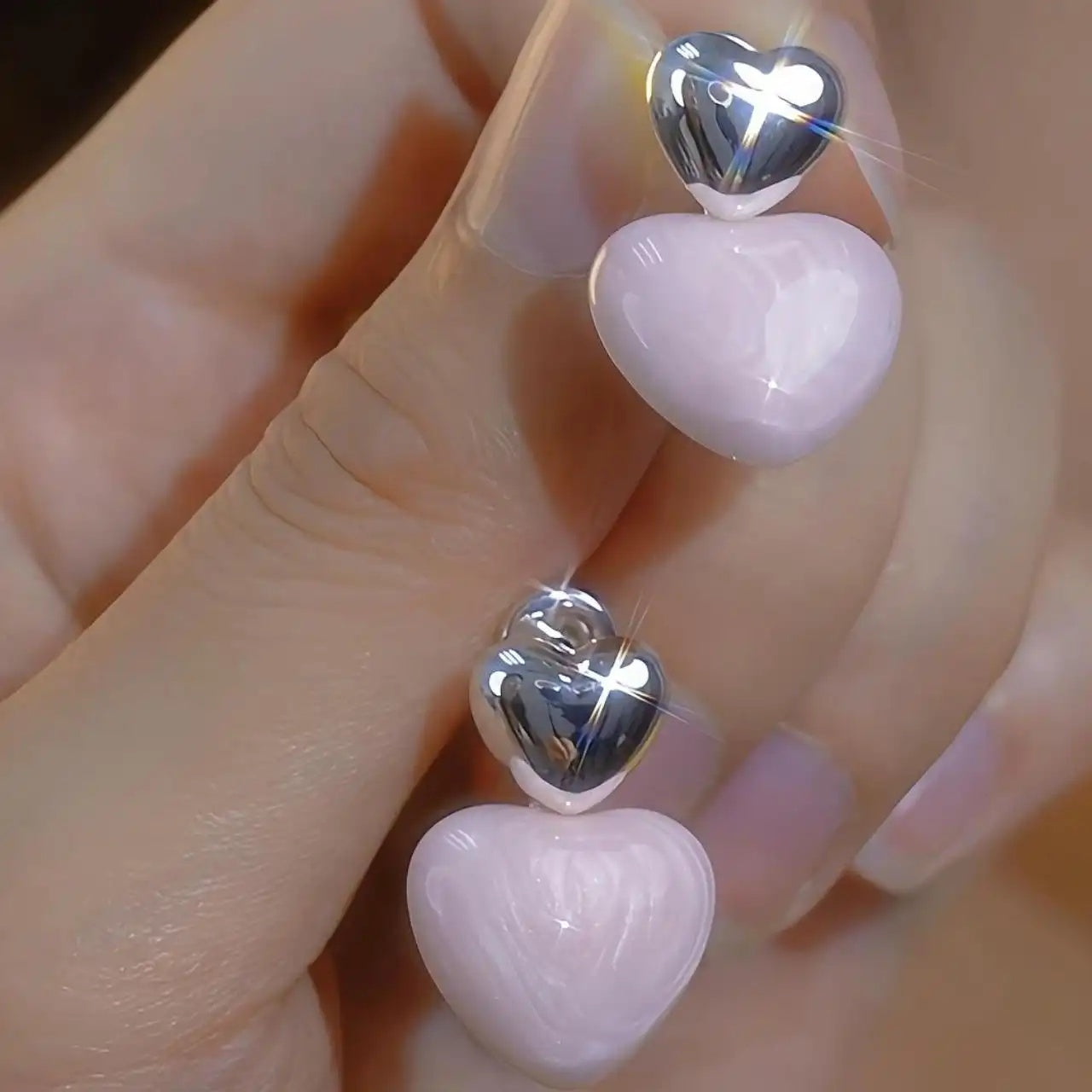 Heart-To-Heart Dripping Oil Earrings