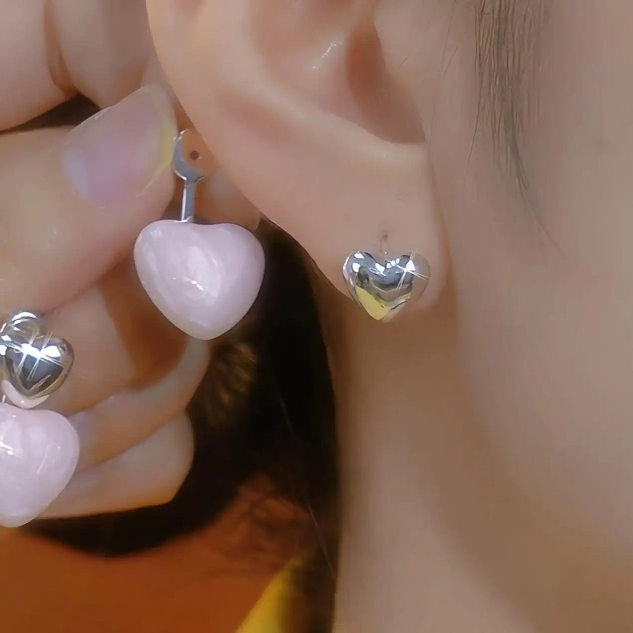 Heart-To-Heart Dripping Oil Earrings