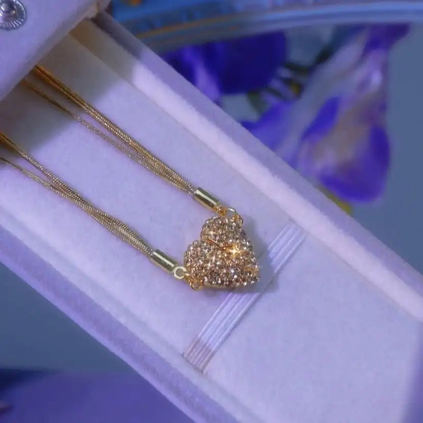 Heart-To-Heart Magnetic Crystal Pendant Necklace