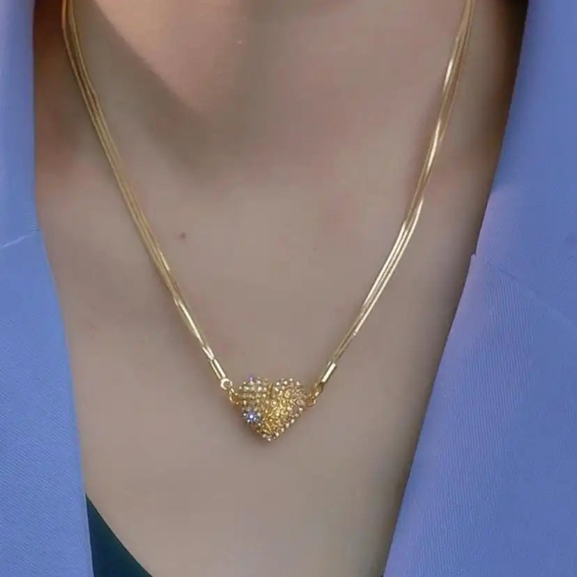 Heart-To-Heart Magnetic Crystal Pendant Necklace