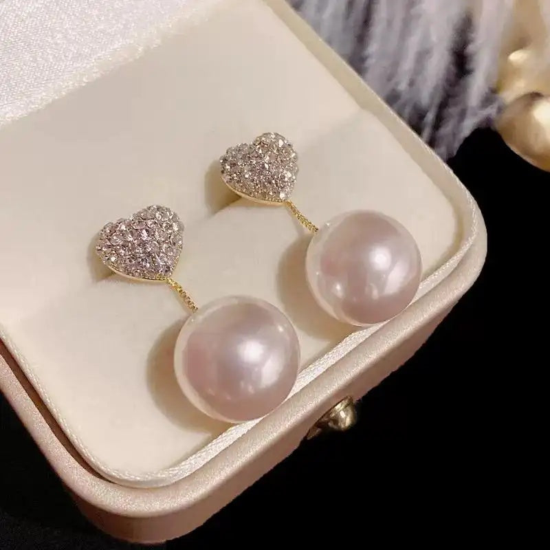 Heart Two-Way Wear Crystal Stud Earrings