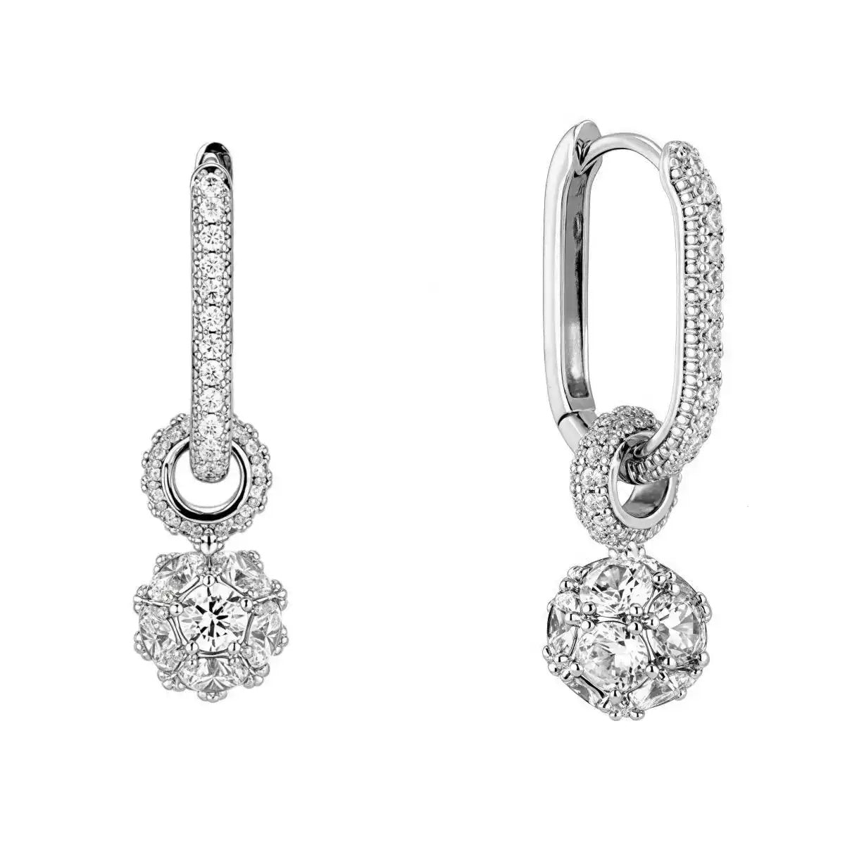 Hip-Hop Crystal Ball Hoop Earrings