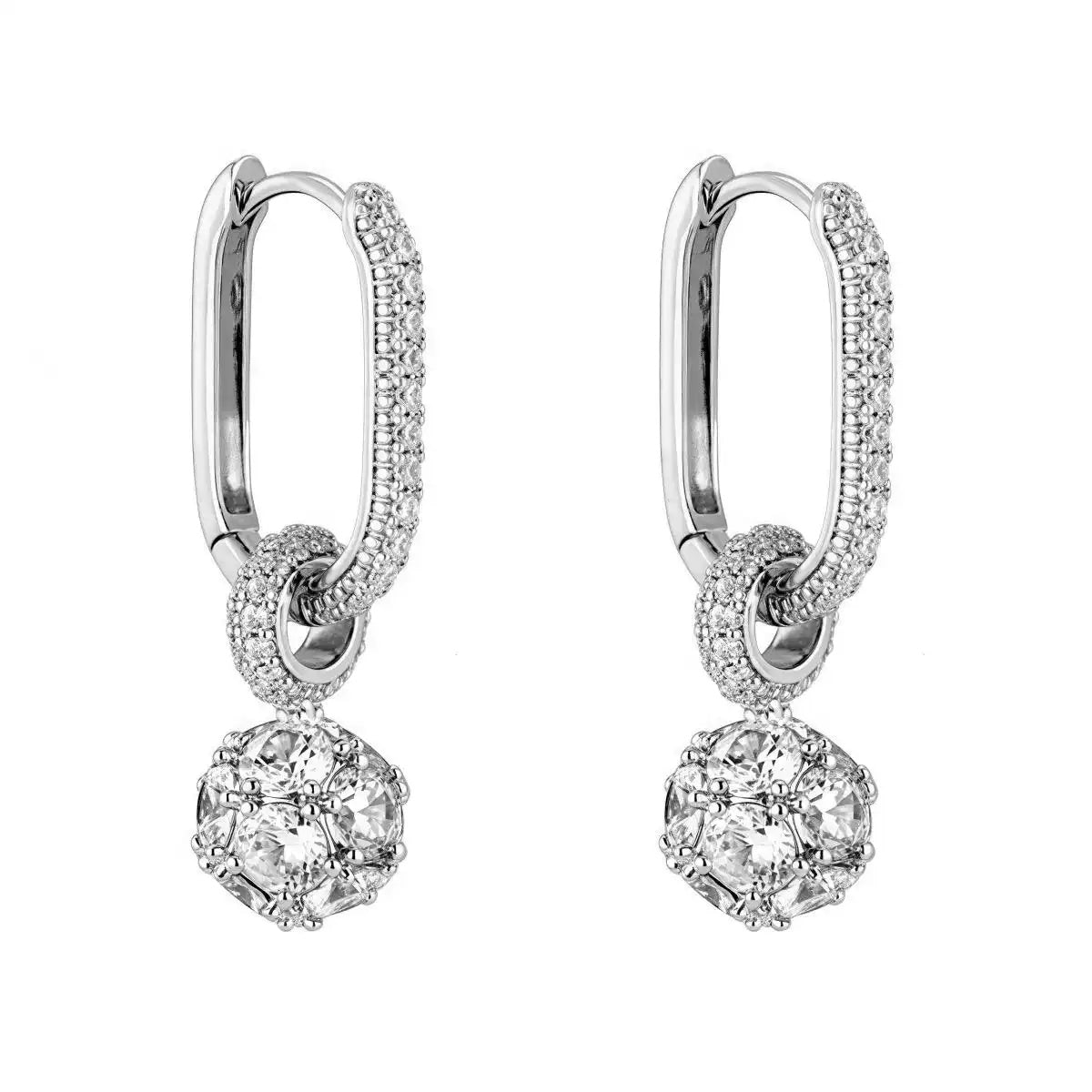 Hip-Hop Crystal Ball Hoop Earrings