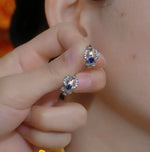 Hip-Hop Crystal Blue Ocean King Earrings