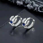 Hip-Hop Crystal Blue Ocean King Earrings
