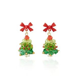 Holiday Bow Christmas Tree Earrings
