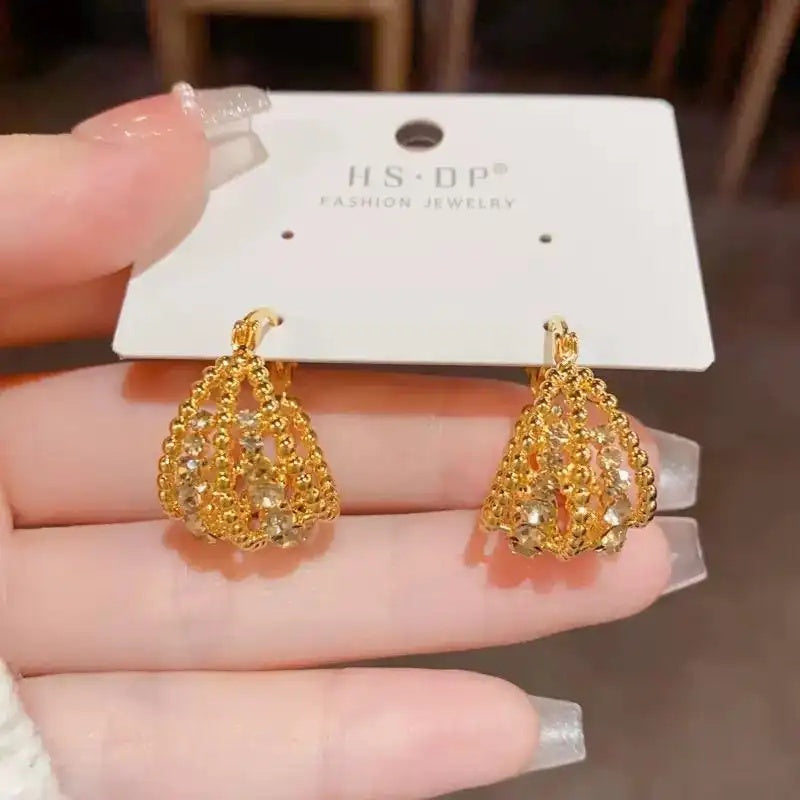 Hollow Basket French Vintage Hoop Earrings