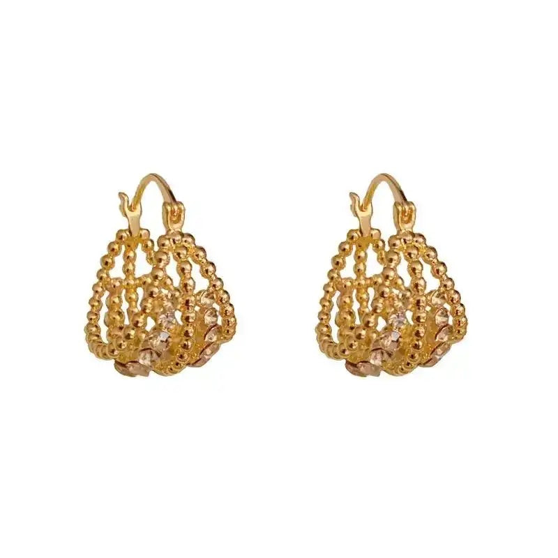 Hollow Basket French Vintage Hoop Earrings