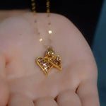 Hollow Double Heart Korean Crystal Necklace