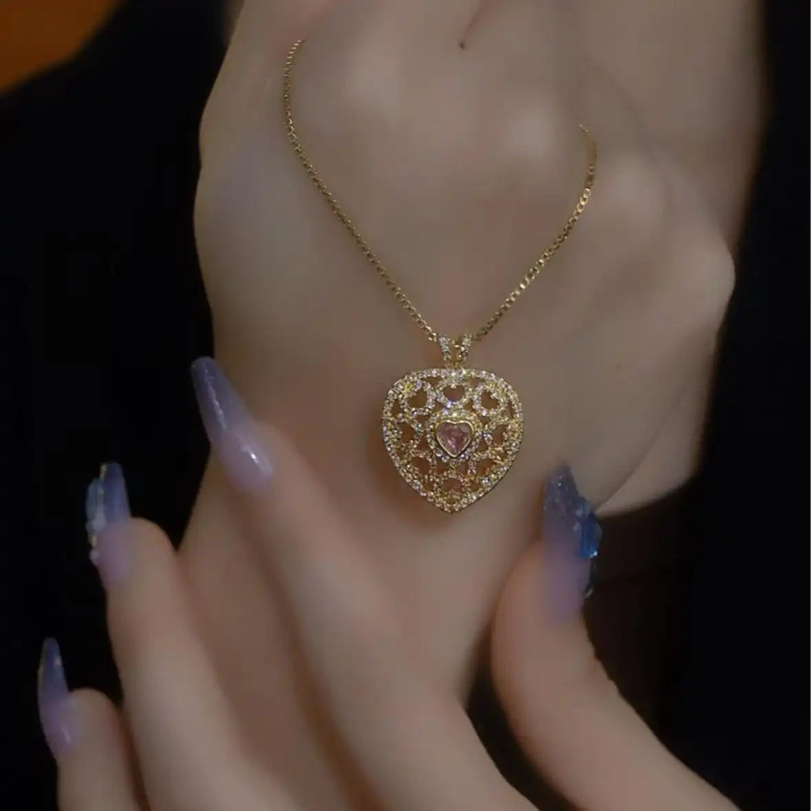 Hollow Heart Pendant Necklace