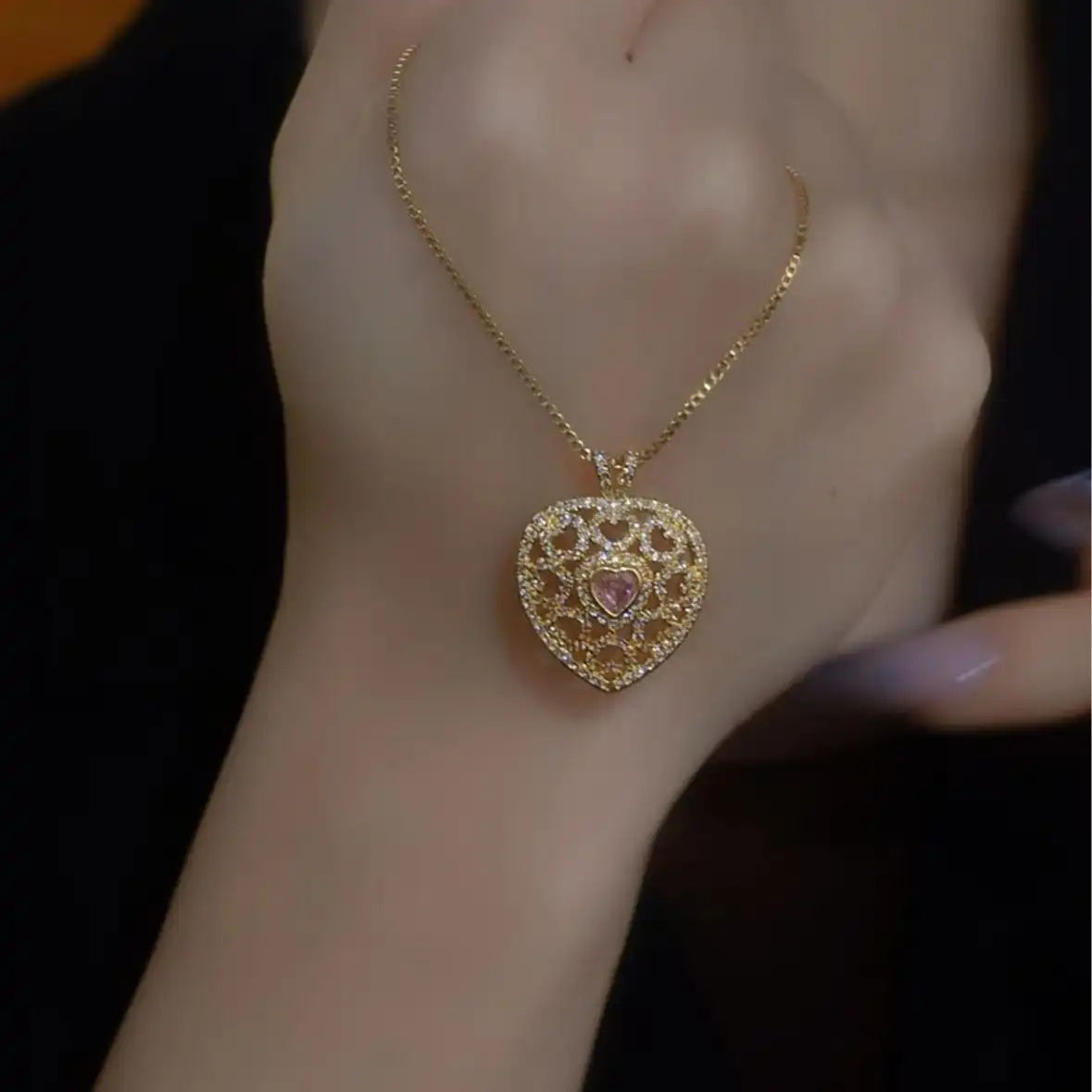Hollow Heart Pendant Necklace