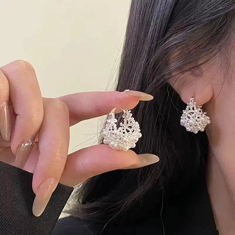 Hollow Lace Flower Stud Earrings