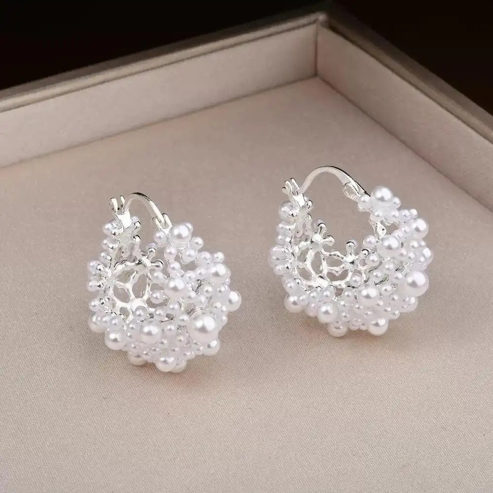 Hollow Lace Flower Stud Earrings