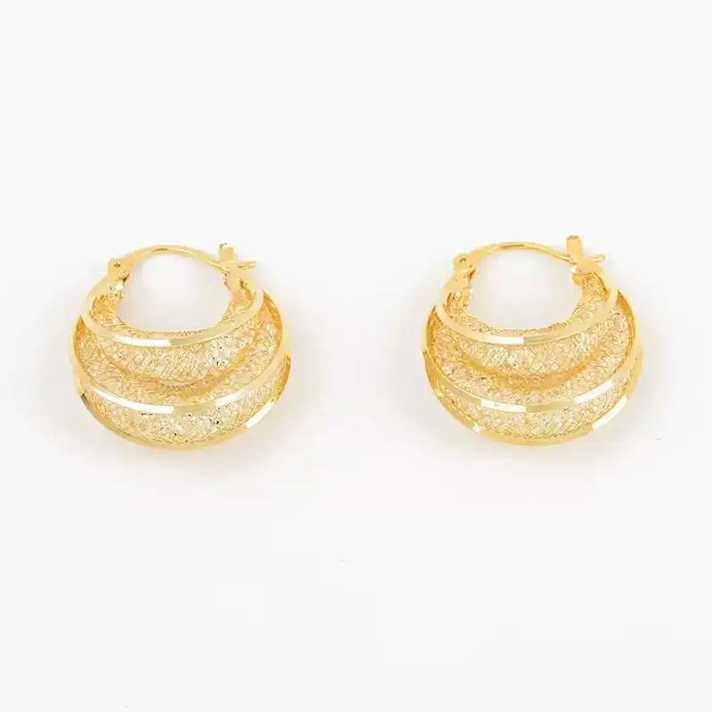 Hollow Mesh Retro Round Hoop Earrings